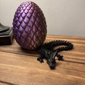 Articulated Crystal Dragon 11.5 Inch Black SparkleColor. With Dragon Egg. Easter
